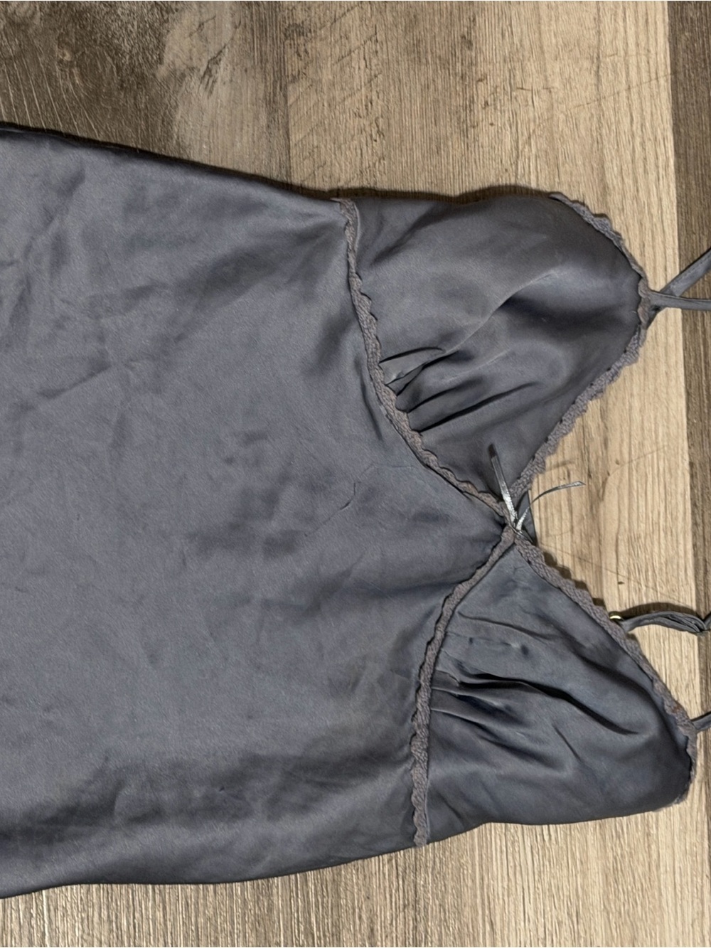 Women's Satin V-Neck Tank Top - Charcoal Gray